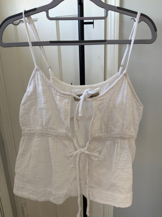 love Trends Tops - Women’s White Cotton Tie-Front Crop Top